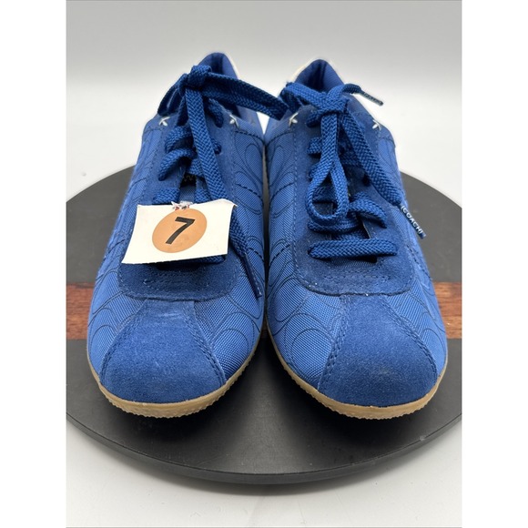 Coach Shoes - Coach Women's Patti Signature Sneakers Low Top Lace Up Blue Canvas Shoe Sz 7M